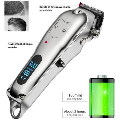 Tondeuse Cheveux Professionnelle avec Ecran LCD Sans Fil Rechargeable