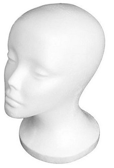 Tete de Mannequin Femme en polystyrène injecté couleur Blanche